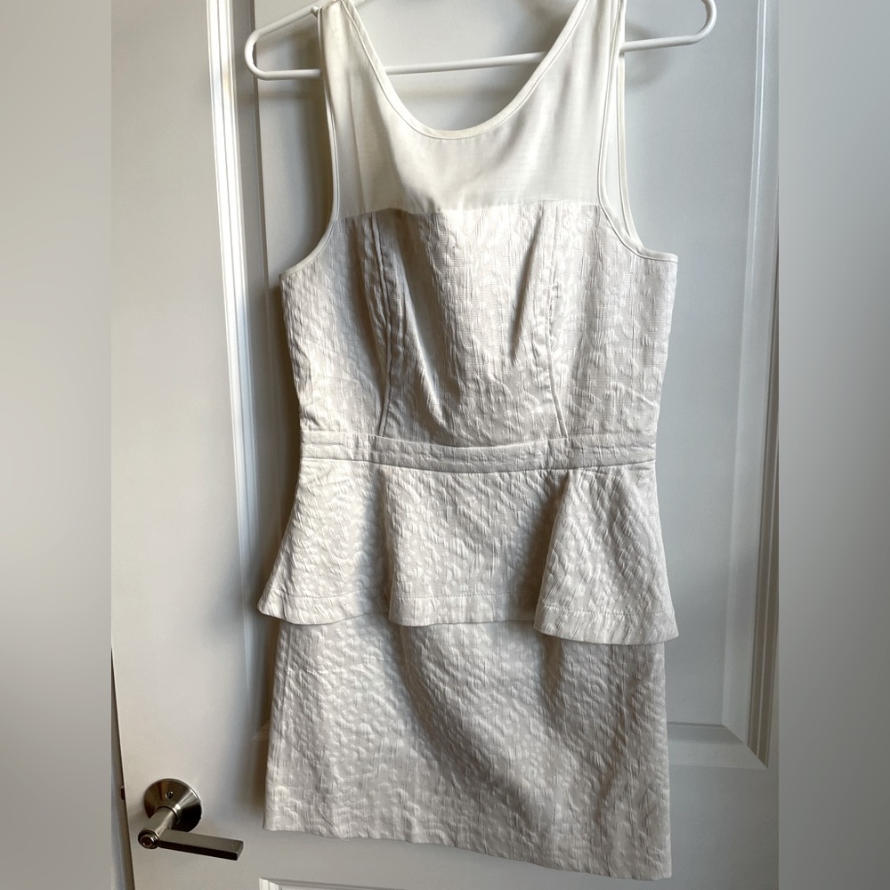 Silence + Noise White Backless Peplum Dress